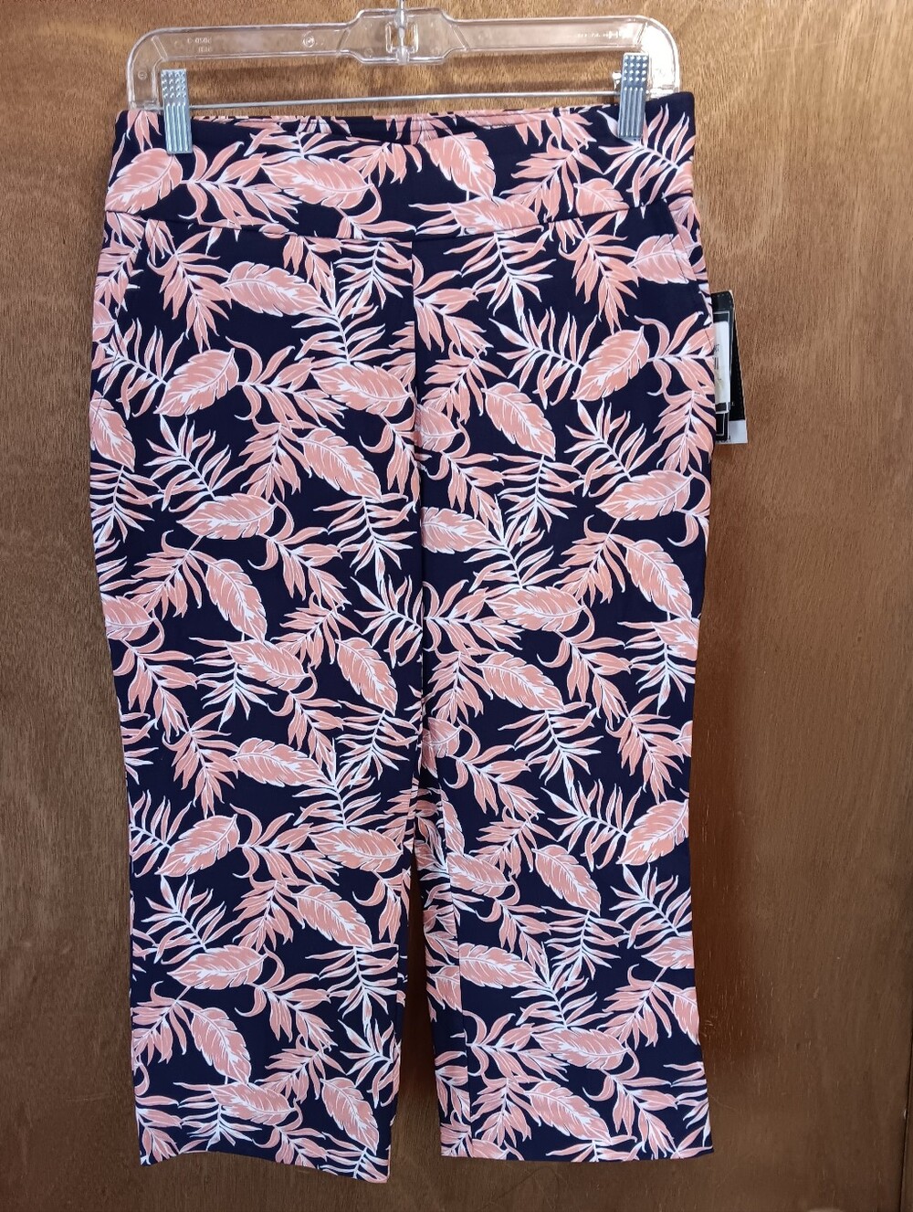 Counterparts Navy capri  Pants with Peach Leaf Print